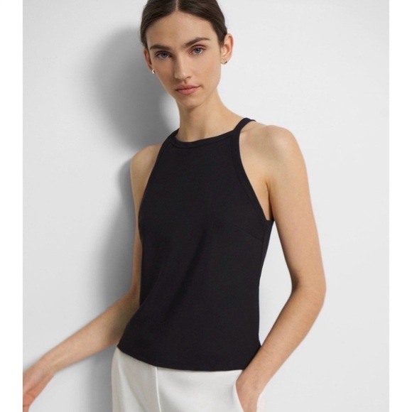 Theory Tops - Theory Cropped Halter Tank Top Precision Ponte XS 0 P